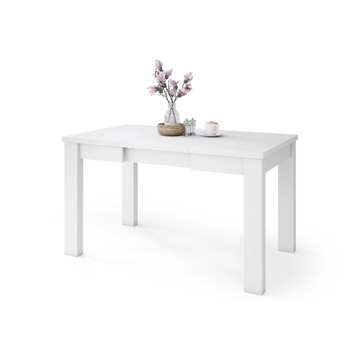 Masa de bucatarie, Mazzoni, FONTE, Alb Mat, 85 cm X 75 cm extensibila pana la 130 cm