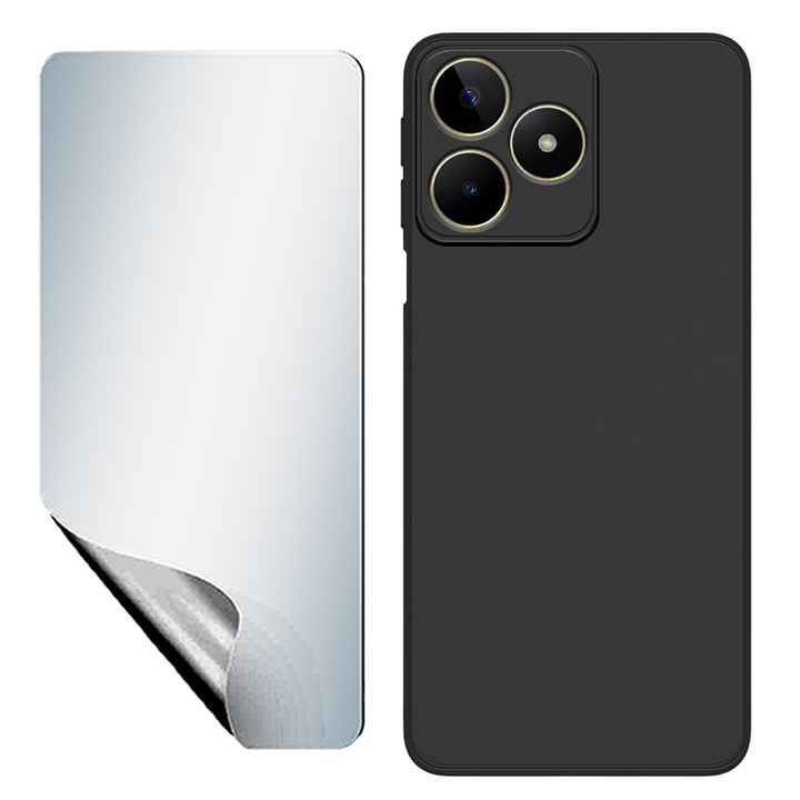 UHD Clarity, nagy érzékenységű regenerálható hidrogél fóliakészlet és szilikon matt borítás Xiaomi Redmi 12 5G-hez, OPTIM MEGOLDÁS, Kameravédelem, Soft Liquid TPU, SlimFit, Hivatalos és Core Design, Könnyű, Emelt élek, Fekete