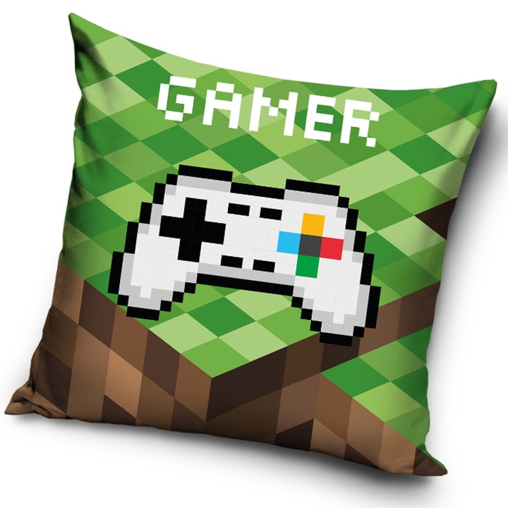 Párnahuzatok 40x40 bársony, Minecraft gyerek, zöld
