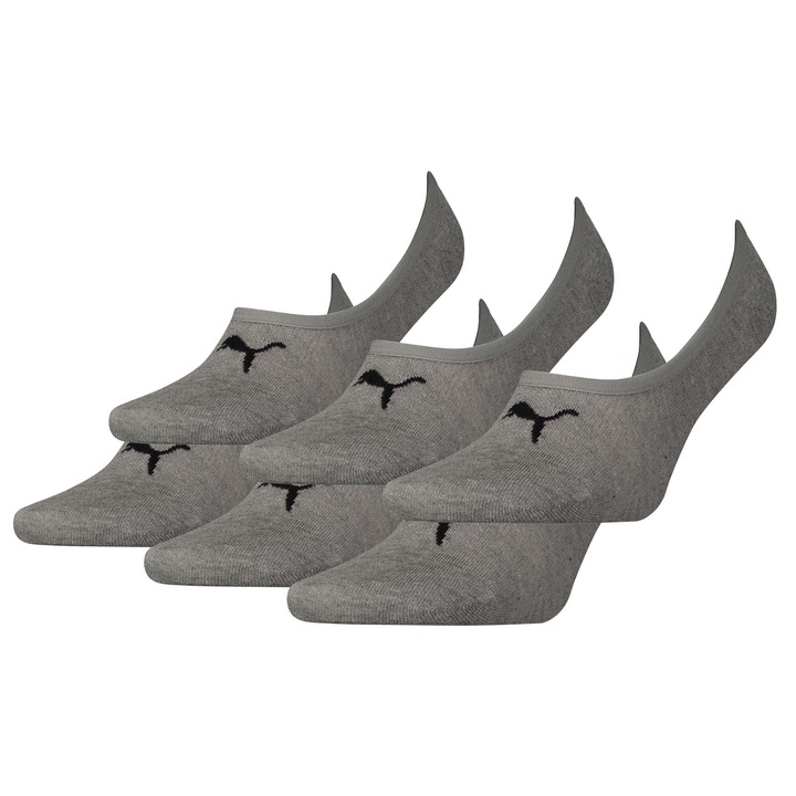Puma, Унисекс изрязани чорапи с лого - 6 чифта, Сив