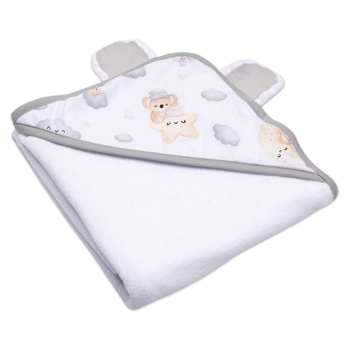 Baba törölköző kapucnival és fülekkel, 90x90 cm, Kidizi, koala medve