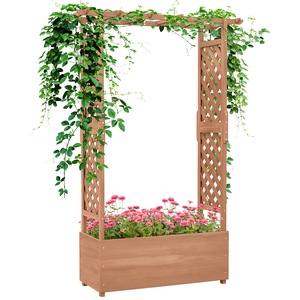 Jardiniera Outsunny, lemn de molid, maro, 112x41x180cm