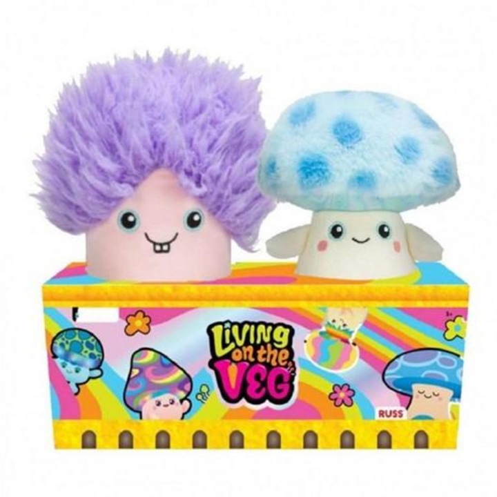 Колекция от 2 плюшени играчки гъби TJ & ROMY, LIVING ON THE VEG, многоцветни, 21X22 см
