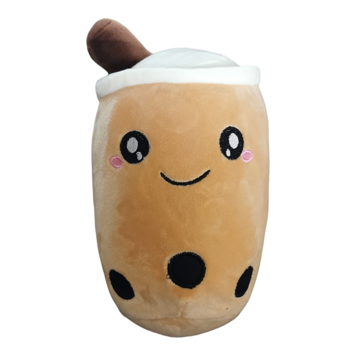 Jucarie de plus Boba milk tea, 24 cm, Capucino cu buline