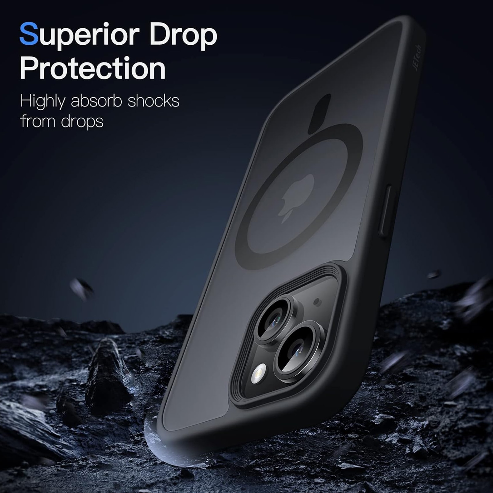 Husa de Protectie iphone 14, SINBINTA, Cu carpa de curatare, Accepta incarcarea fara fir, Atractie magnetica, Rezistent la petele de ulei, Subtire anti-alunecare, Durabil, TPU/Policarbonat, Negru