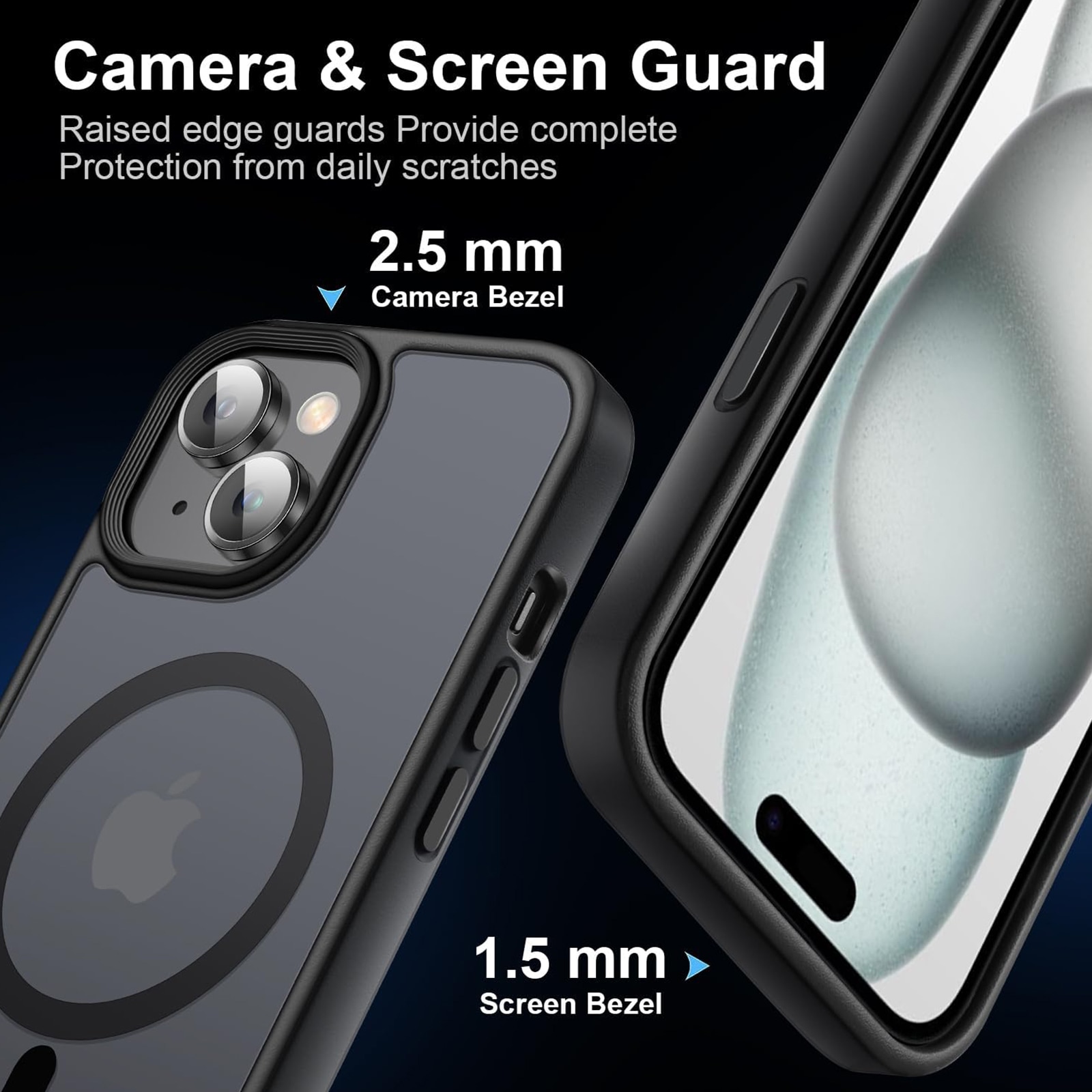 Husa de Protectie iphone 14 plus, SINBINTA, Cu carpa de curatare, Accepta incarcarea fara fir, Atractie magnetica, Rezistent la petele de ulei, Subtire anti-alunecare, Durabil, TPU/Policarbonat, Negru