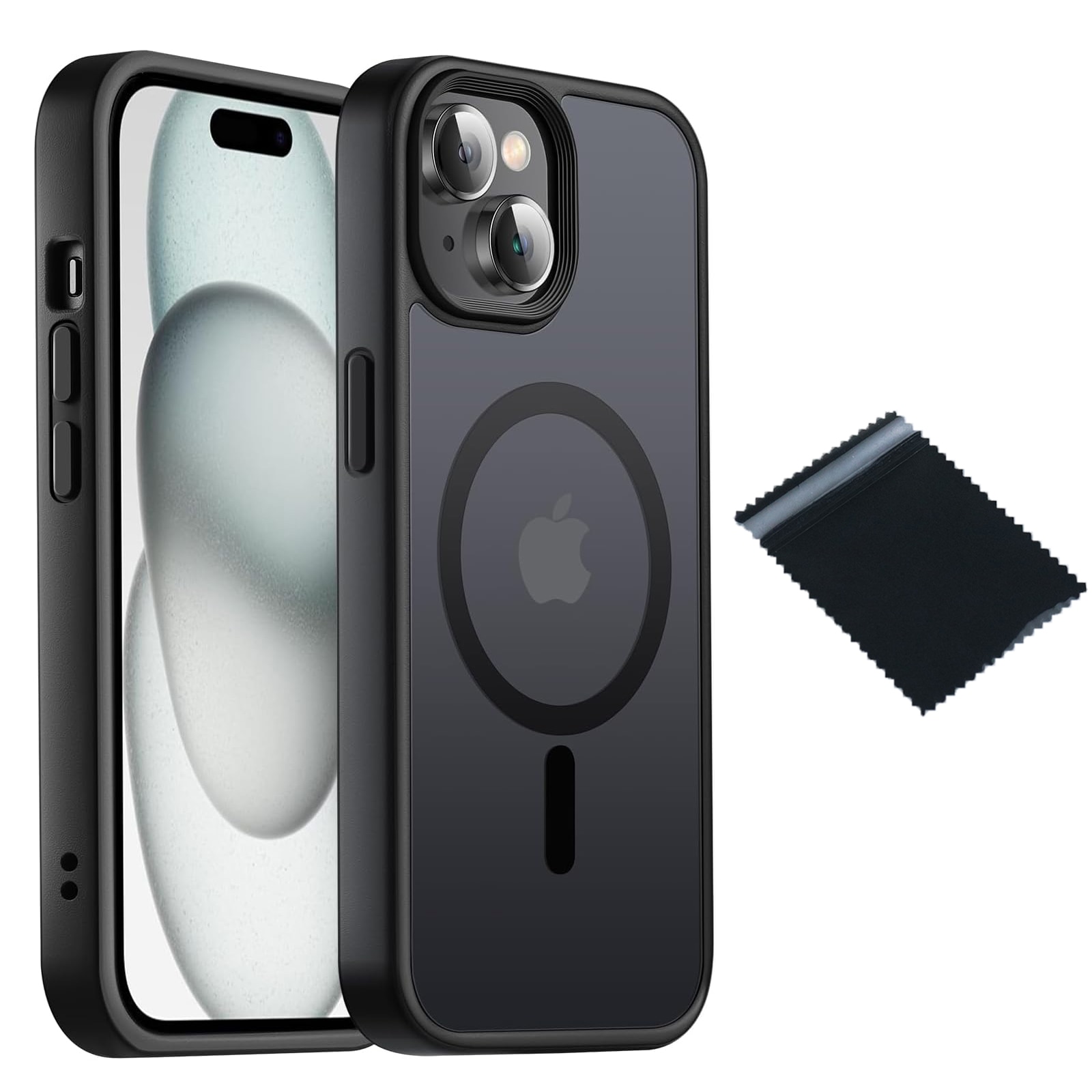 Husa de Protectie iphone 14 plus, SINBINTA, Cu carpa de curatare, Accepta incarcarea fara fir, Atractie magnetica, Rezistent la petele de ulei, Subtire anti-alunecare, Durabil, TPU/Policarbonat, Negru