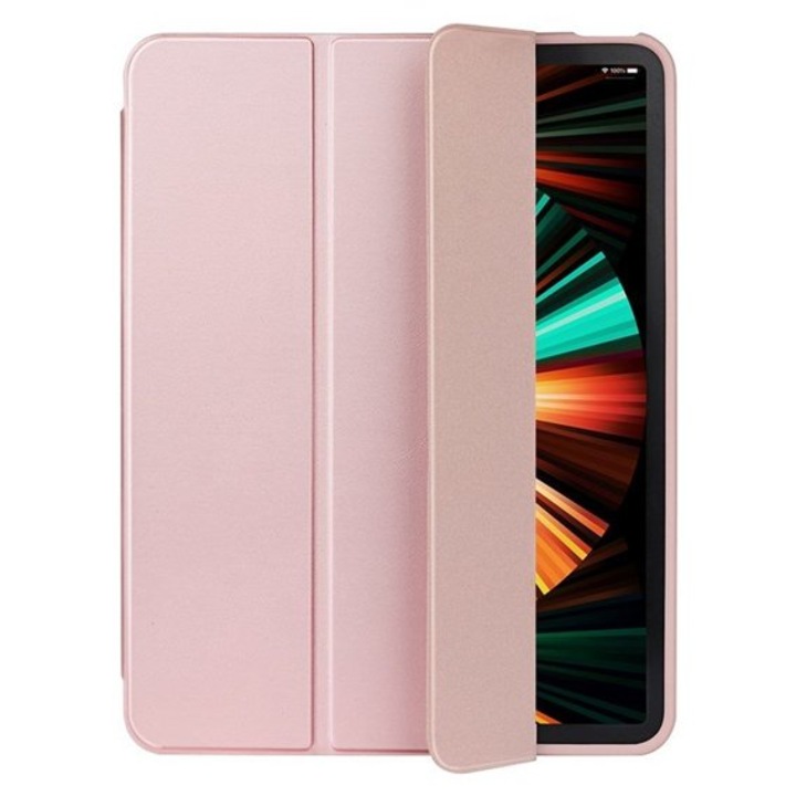Husa Protectie pentru iPad Pro 12.9 2021/2022, SoL Grip, M77, Piele ecologica, Roz