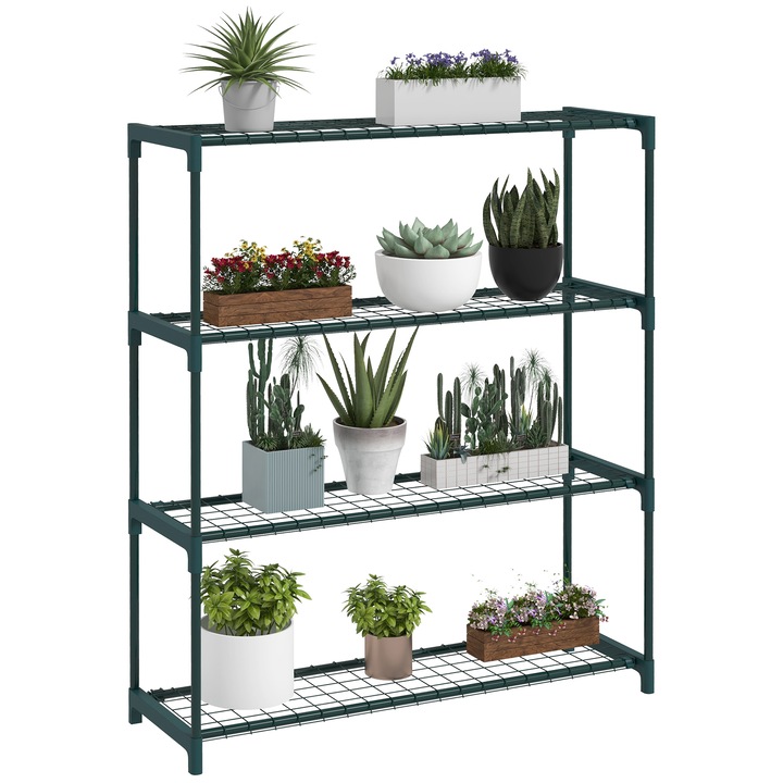 Suport pentru plante, Outsunny, otel, 89x28x107cm, verde