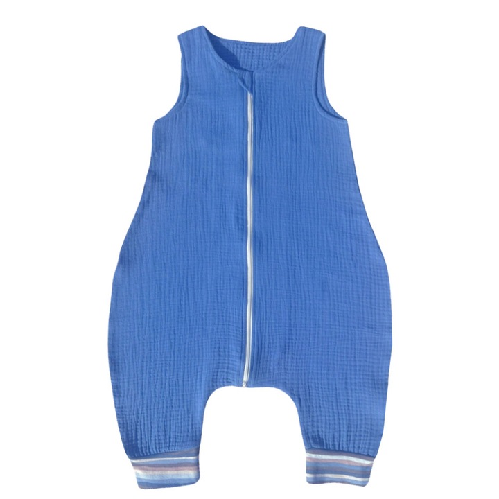 Sac de dormit cu picioruse, din muselina, Deep Blue, 70 cm, 0.3 tog