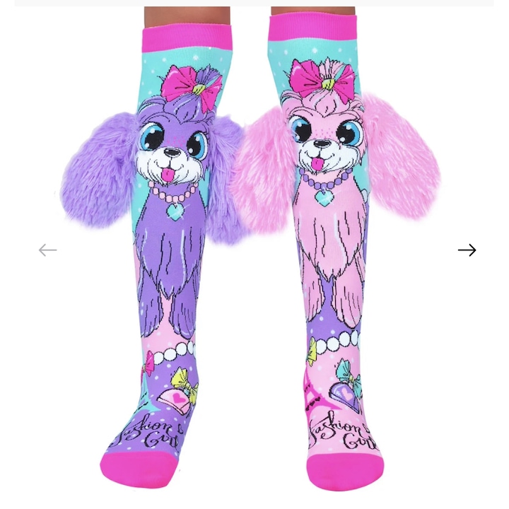 3/4 чорапи с допълнителни уши, за деца, шарени кученца в Париж, размер 26-35, розово/лилаво