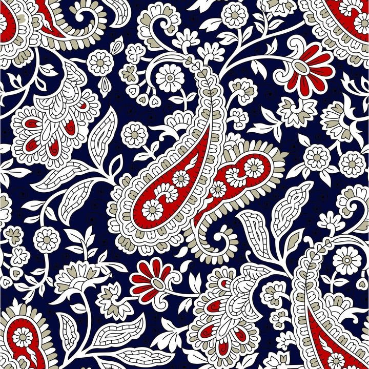 Textil anyag, Oxford dekoratív kültéri szövetek - piros-fehér keleti minta, Poliészter 100%, 210g/pm, Méret: 100cm x 155cm