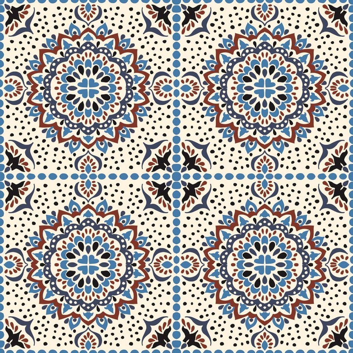 Textil anyag, Virág Mandala, Poliészter 100%, 210g/pm, Méret: 100cm x 155cm