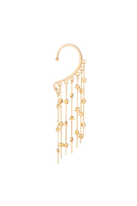 Ear cuff elegant, carlig cu 7 lantisoare si stelute metalice Auriu Urechea stanga sau dreapta
