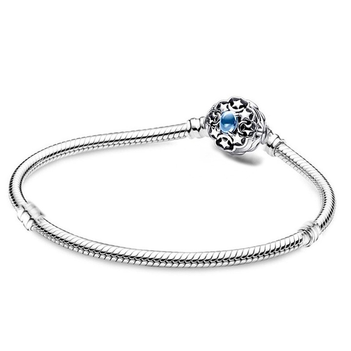 Bratara placata cu argint tip Pandora, incuietoare in forma de nor, cu stelute, semiluni si cristal Argintiu 20