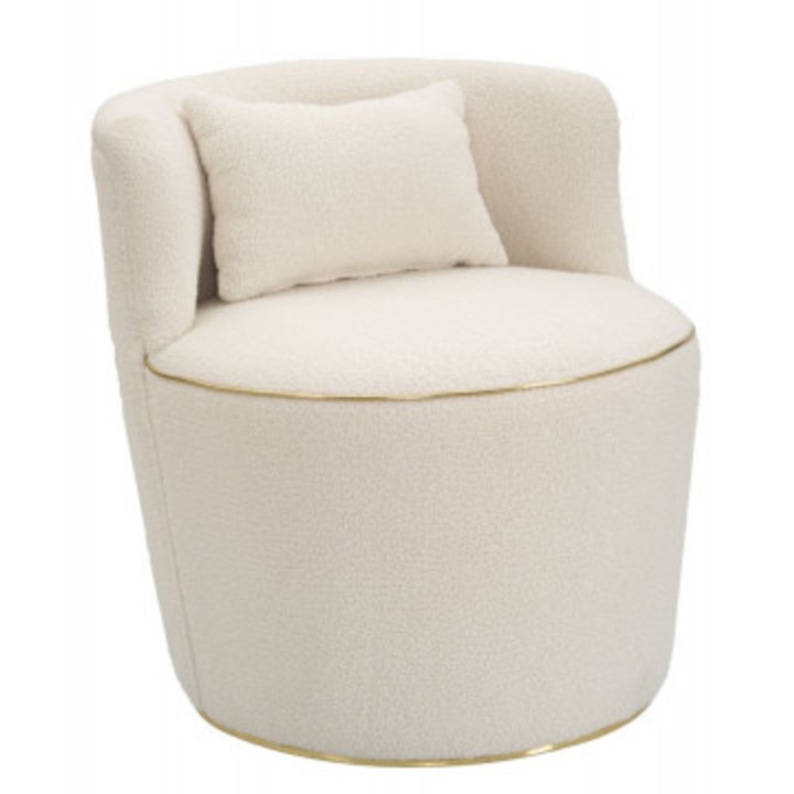 Krém/arany fotel szövetből és fenyőből, Izland Mauro Ferretti