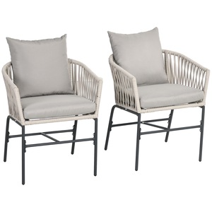 Set 2 Scaune de Gradina Outsunny, Otel, Gri, 57x60x71cm