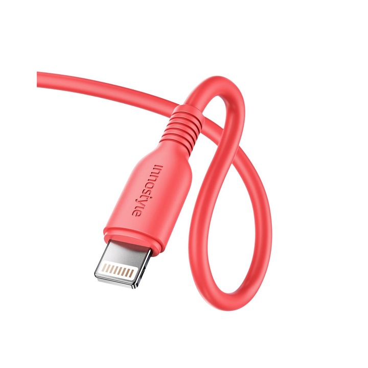 Cablu de date Innostyle Jazzy, USB-C - Lightning, Kevlar, 1.2m, Rosu