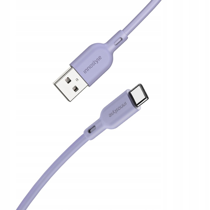 Cablu de incarcare telefon, Innostyle, USB A la USB C, incarcare rapida, 1.5 m, violet