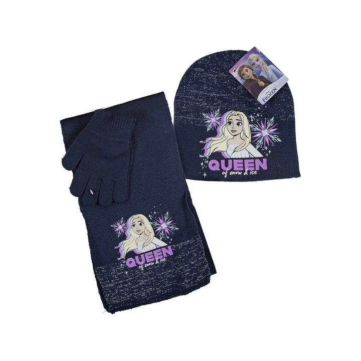 Комплект шапка-шал-ръкавици Frozen HW4011, Син