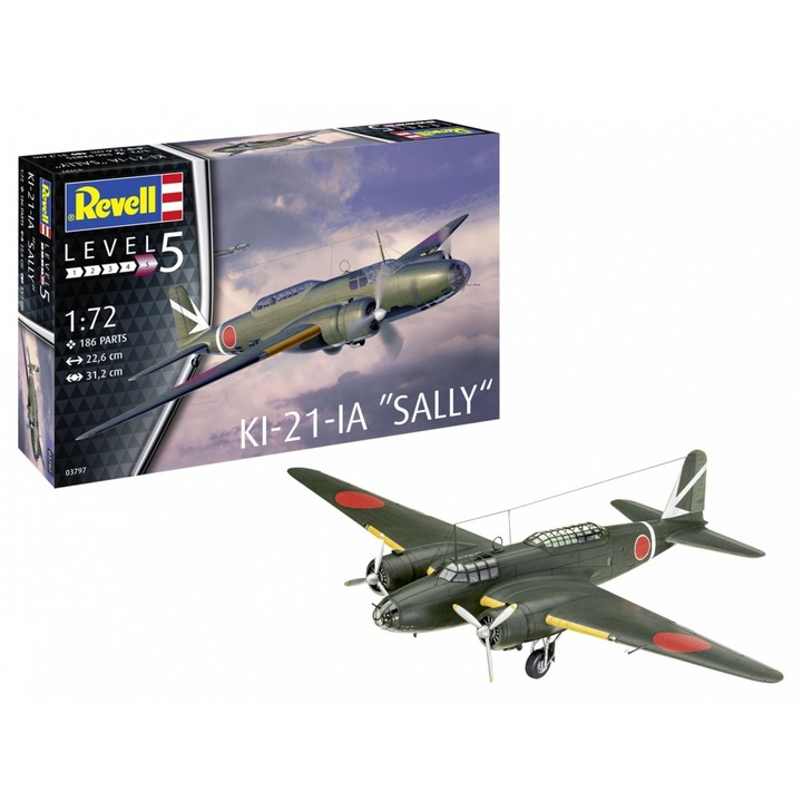 Revell Ki-21-Ia "Sally" repülő gép, 1/72-es mérleg, szerelőkészlet
