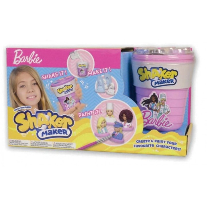 Set creativ Cobi SHAKER MAKER Barbie, 4 figurine, cu vopsele, multicolor