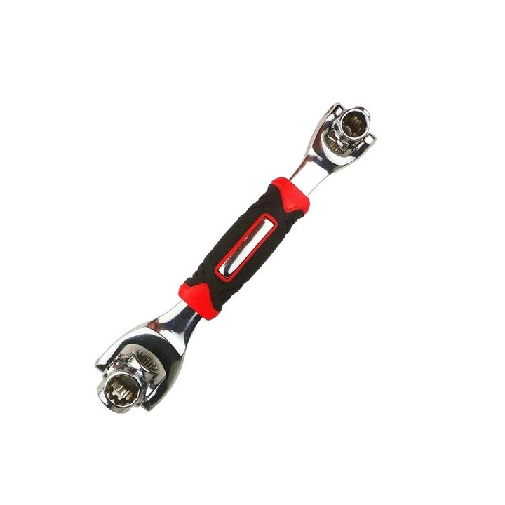 Cheie Universala Rotativa Multifunctionala, 8-19mm, Doua capete rotative la 360°, Negru/Rosu, Zutech