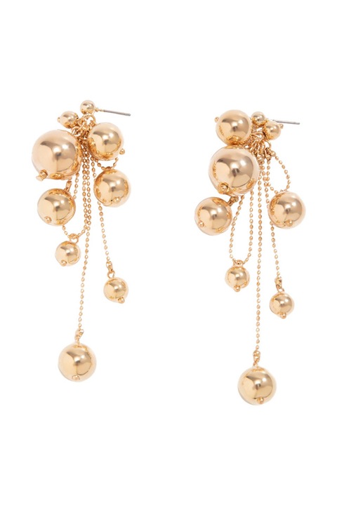 Cercei statement, ciorchine de margele pe lantisoare Auriu