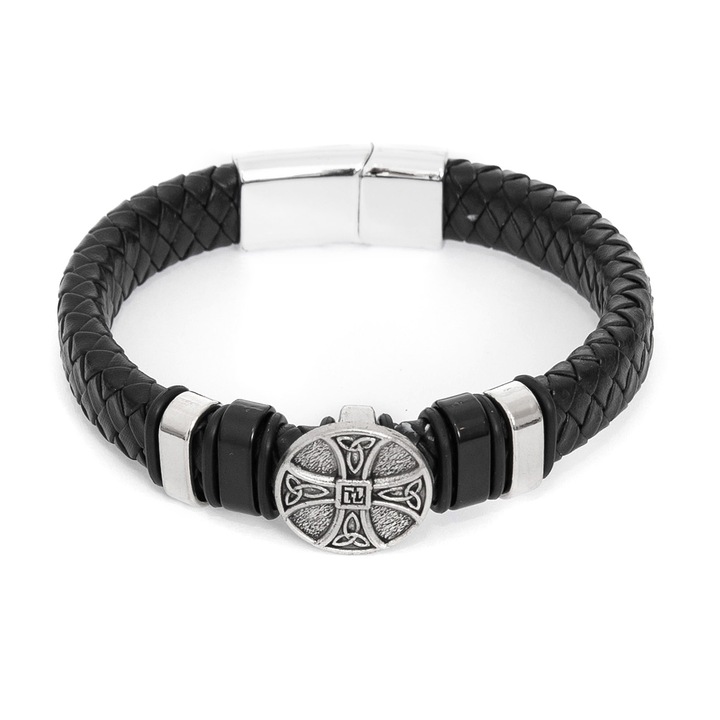 A lélek beszél bőr és fém karkötő kelta kereszttel