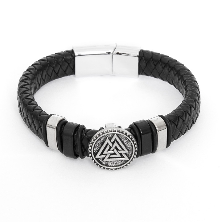 Bratara Vorbeste Sufletul din piele si metal cu Sigiliul Sf Benedikt, protectie impotriva raului, simbol spiritual, bratara ajustabila, binecuvantare