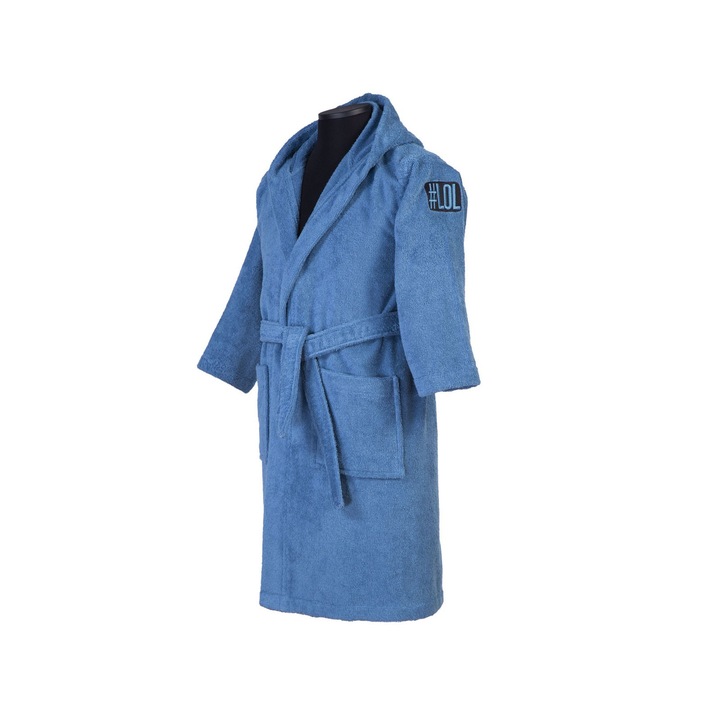 Halat de baie copii Nef Nef Junior Kids 21, cu gluga, bumbac, albastru, 12 ani