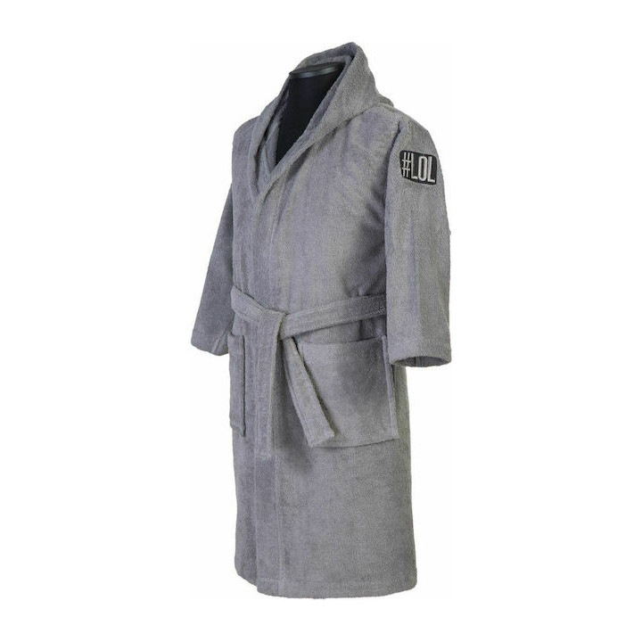 Halat de baie copii Nef Nef Junior Kids 21, cu gluga, 100% bumbac, gri, 10 ani