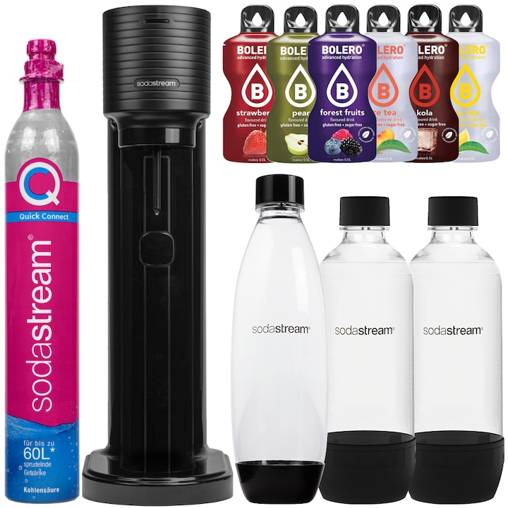 Csomagológép szénsavas italokhoz SodaStream Gaia Titan + 3 db 1 literes fekete palack + Bolero