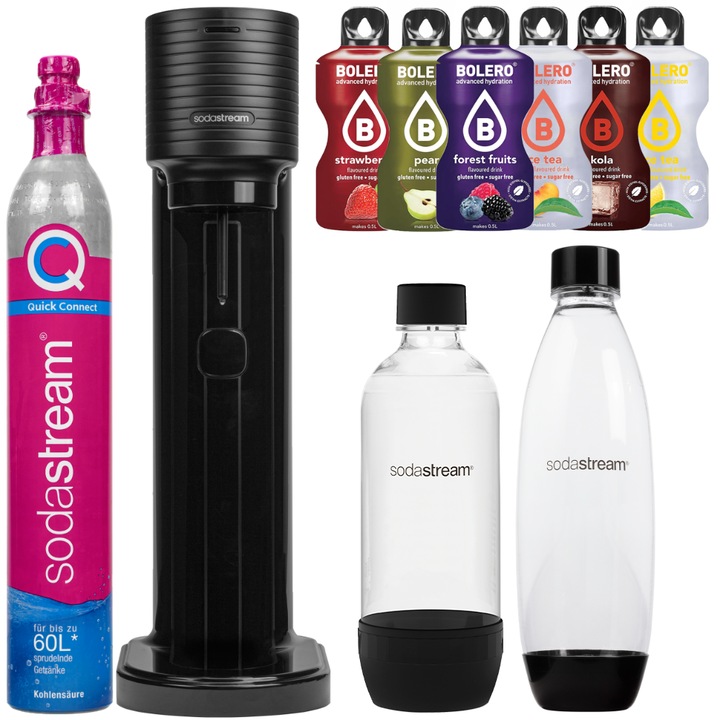 Csomagológép szénsavas italokhoz SodaStream Gaia Titan + 2 palack 1L Black + Bolero