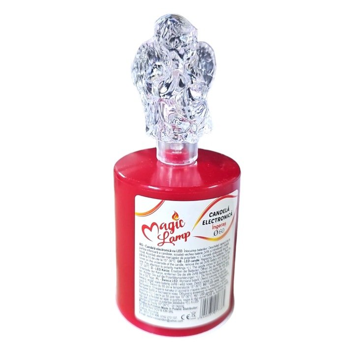 Angyal elektromos gyertya, PIROS, 14 cm