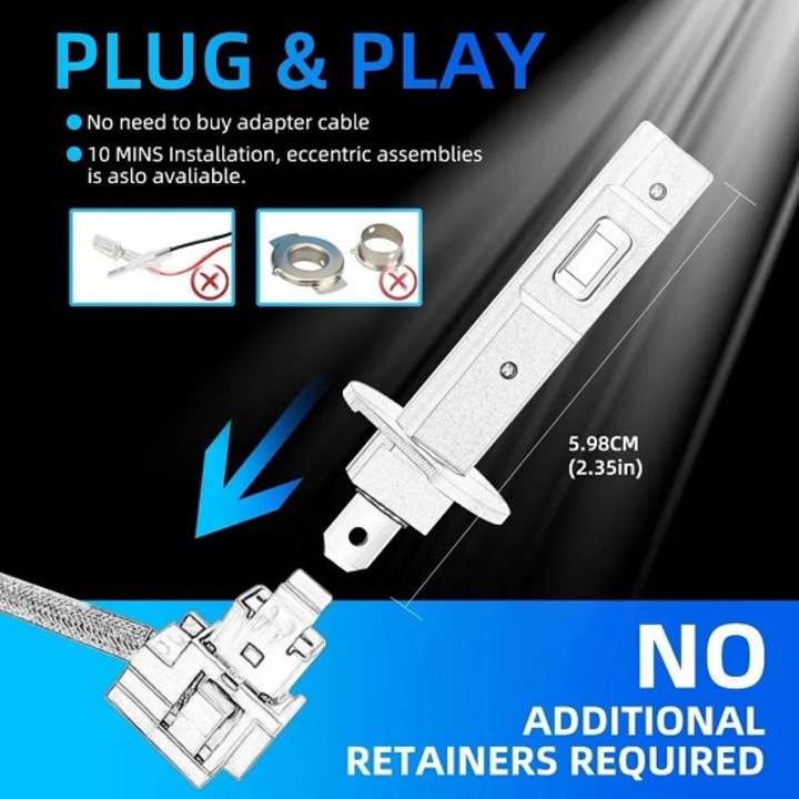 Set 2X Becuri Led Auto, H1, 120W, Lumina Alb-Rece, 15.000 Lumeni, Miromoto®