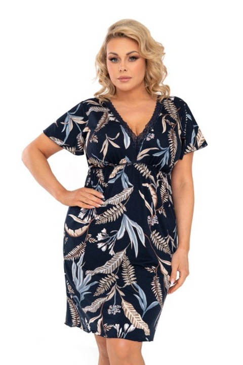 Camasa de noapte, DONNA, HELEN, plus size, bleumarin, 48XL