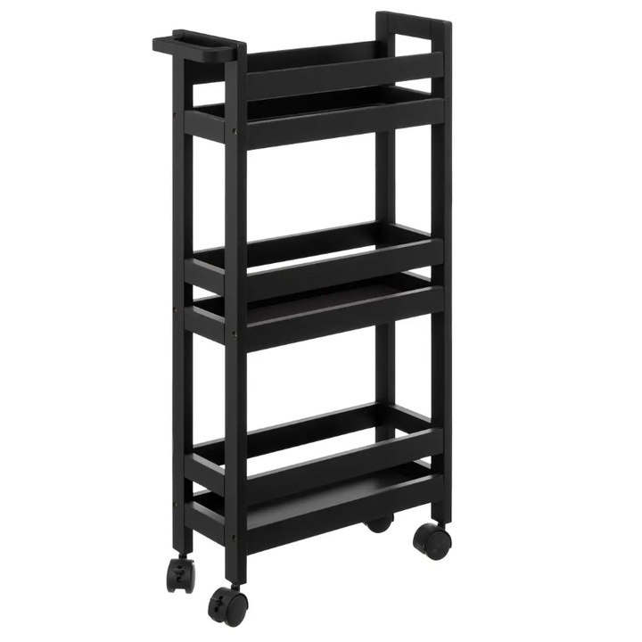 Vaduz универсален рафт, MDF, черен, с колела, 40 x 15 x H 75 см