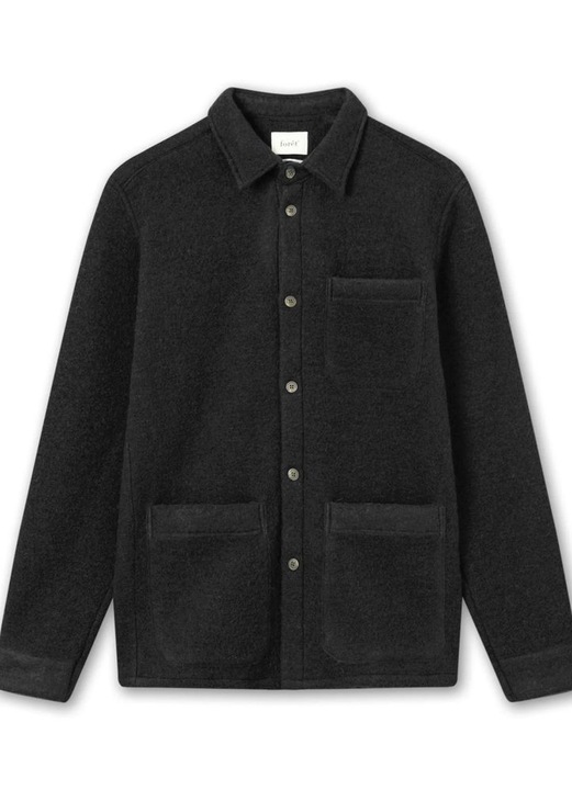 Camasa calda din poliester si lana Foret Ivy — Negru - M