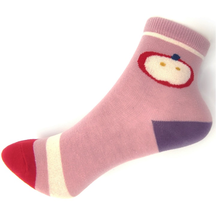 Set 1 Sosete scurte copii cu pictura fructelor, Bumbac, Multicolor, 1-4 ani