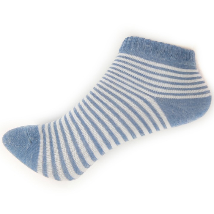 Set 1 Sosete scurte copii in dungi, Bumbac, Albastru deschis, 1-4 ani