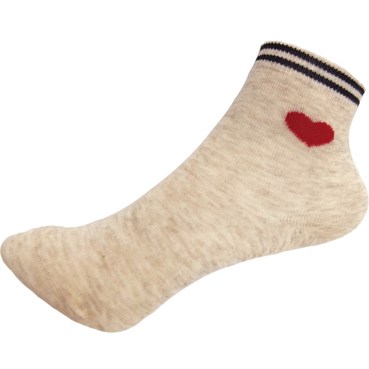 Set 1 Sosete copii cu Inima colorata, Bumbac, Bej, 1-4 ani