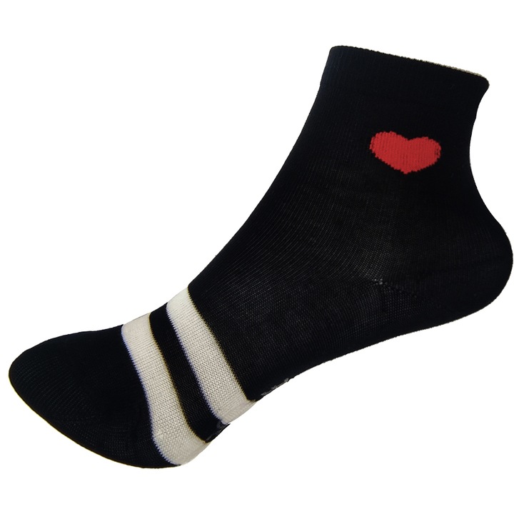 Set 1 Sosete copii cu Inima colorata, Bumbac, Negru, 1-4 ani