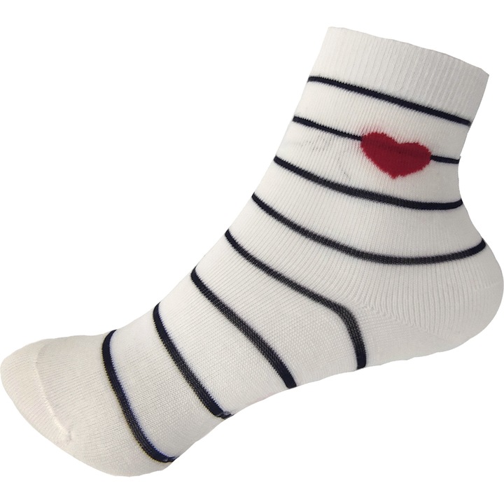 Set 1 Sosete copii cu Inima colorata, Bumbac, Alb, 1-4 ani