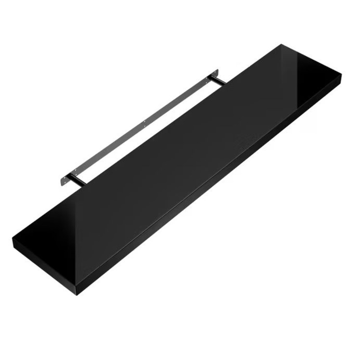Стенен рафт, MDF, черен, 90 x 23 x 3, 8 см