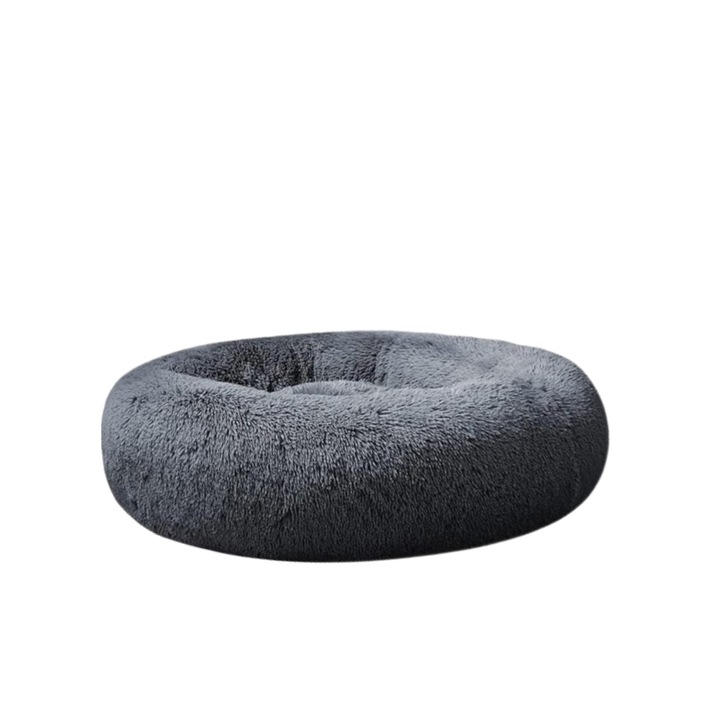 Ágy kutya és macska számára, Puha és meleg, 60 cm átmérőjű, Sötétszürke