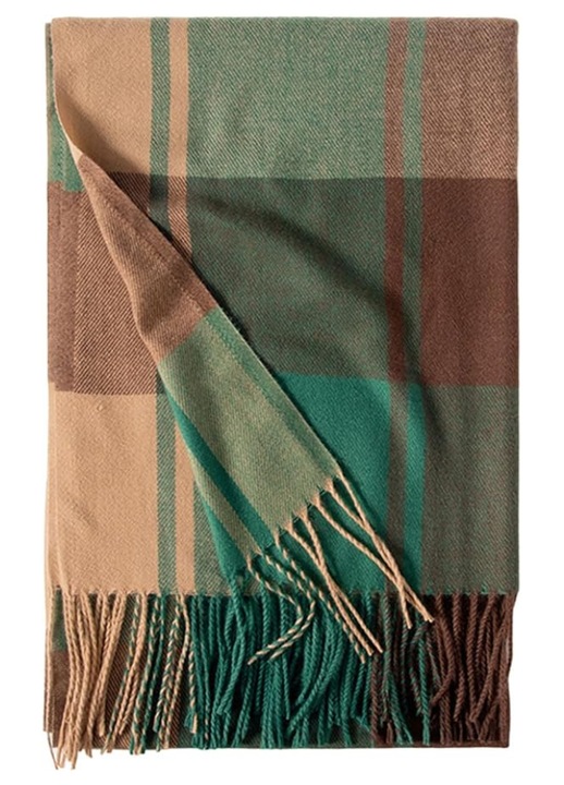 Esarfa pentru femei Cenava, moale si calduroasa, din imitatie de Casmir, 185 x 65 cm, in diverse nuanta de maro si verde