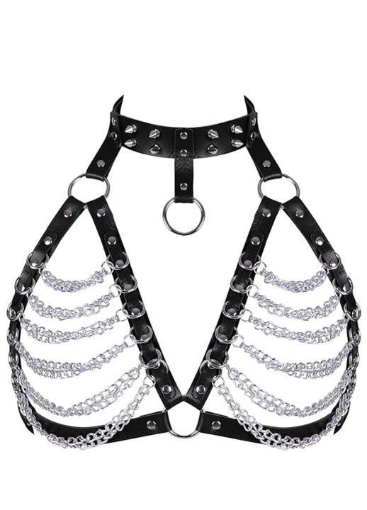 Női szexi fehérnemű PETMHS Choker lánc állítható bőr egy méret fekete