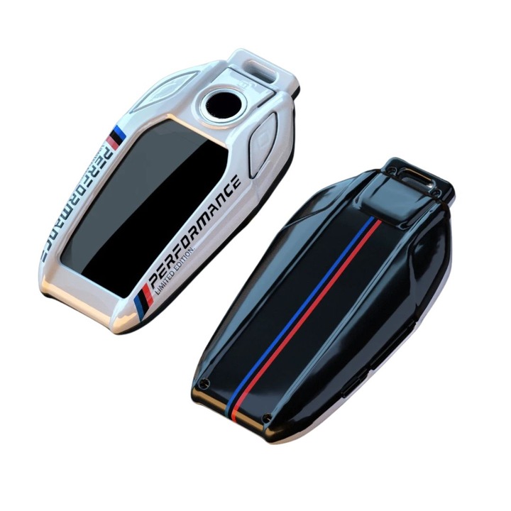 Husa cheie inteligenta cu display AUTOTOB®, SmartKey BMW Seria 3 G20 Seria 5 G30 X5 G05 X6 G06, plastic ABS, alb