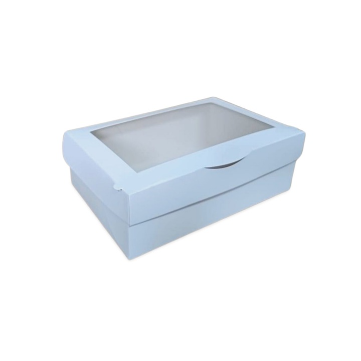Set 25 bucati cutii cu display pentru ambalare prajituri 21x14x7 cm, carton alb